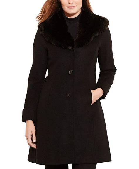 Faux Fur Trim Wool Blend Coat 